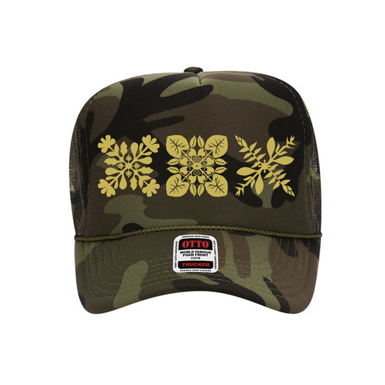 3Quilt Trucker Hat (Gold Print)
