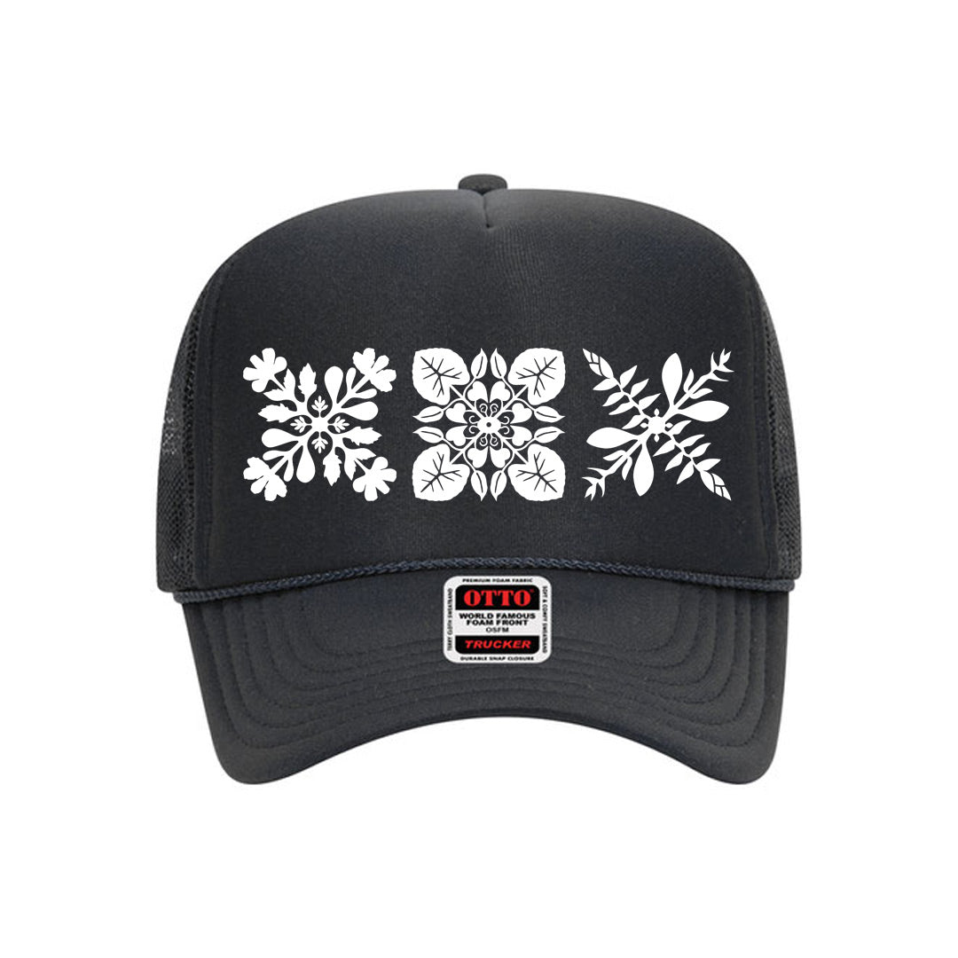 3Quilt Trucker Hat (White Print)