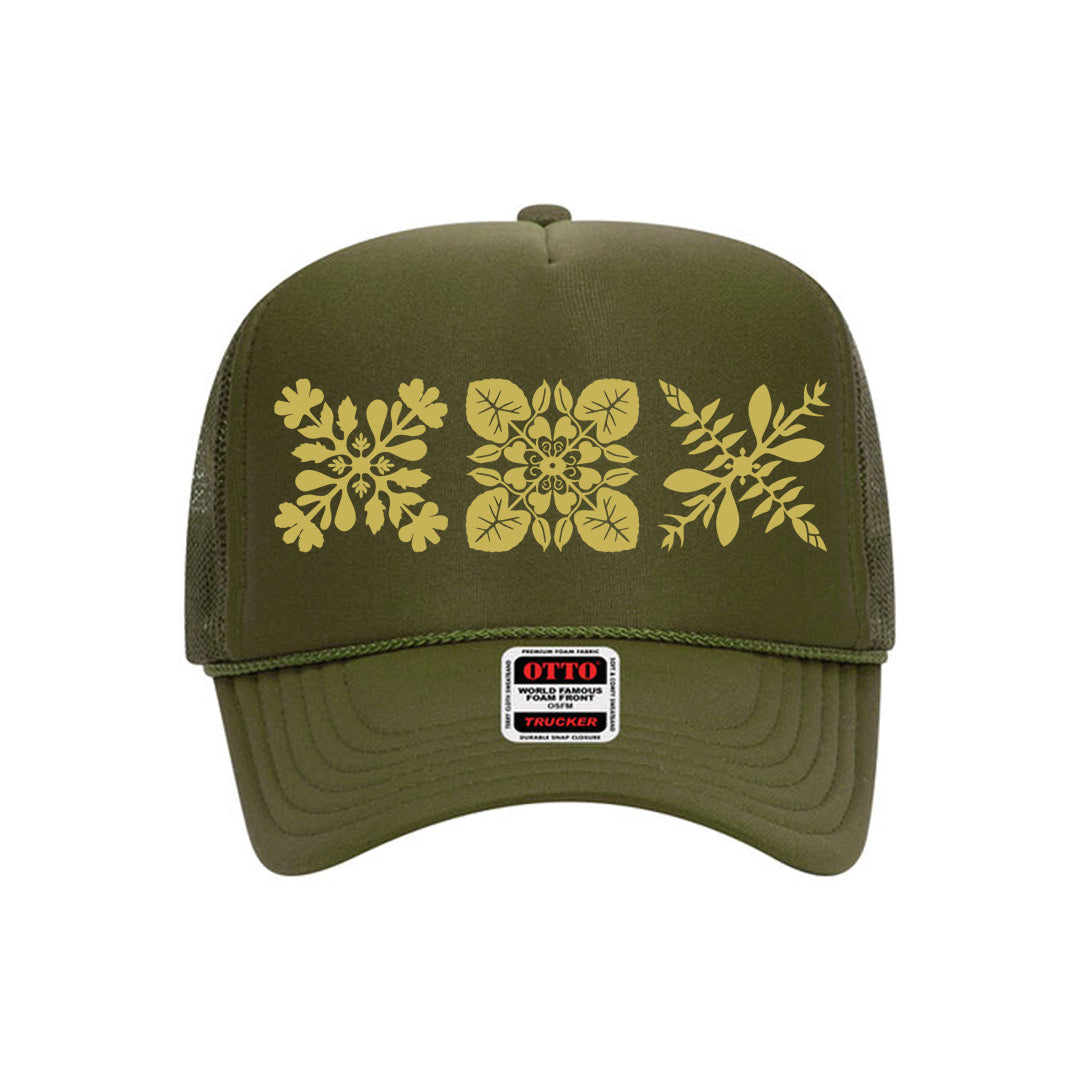 3Quilt Trucker Hat (Gold Print)