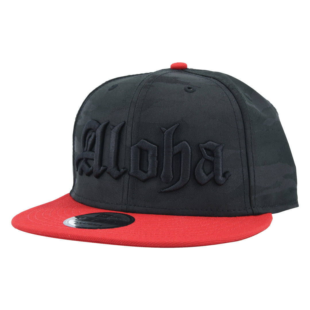 Casquette Snapback Hawaii Aloha State - Brodée - Rouge Et Noir - Coton - Taille Unique - Vintage