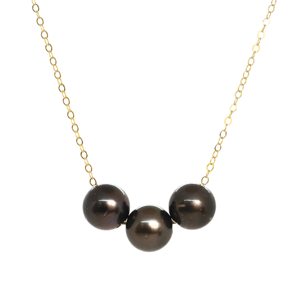Triple Gold Filled Tahitian Pearl Floater Necklace